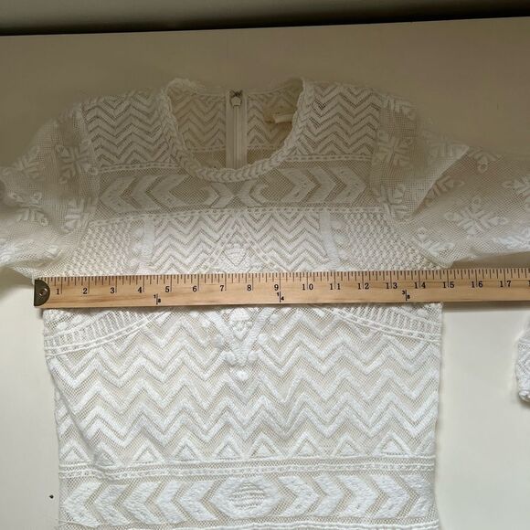 Isabel Marant H&M Lace Blouse Top White Size 2 Sheer Mesh Bridal Victorian Fairy - Picture 5 of 8